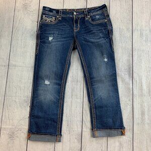 Rock Revival Jeans Sukara sz 30 Crop Inseam 25.5" Thick Stitch